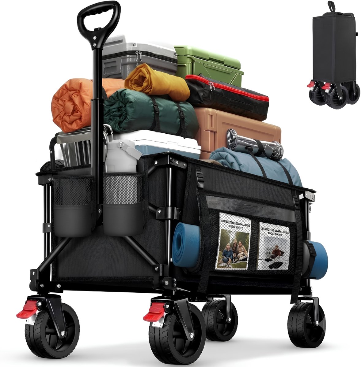 LNMsolutions® Bolderkar - Bolderkar Opvouwbaar - Inklapbare Bolderwagen - Zwart - 76cm x 42cm x 32cm