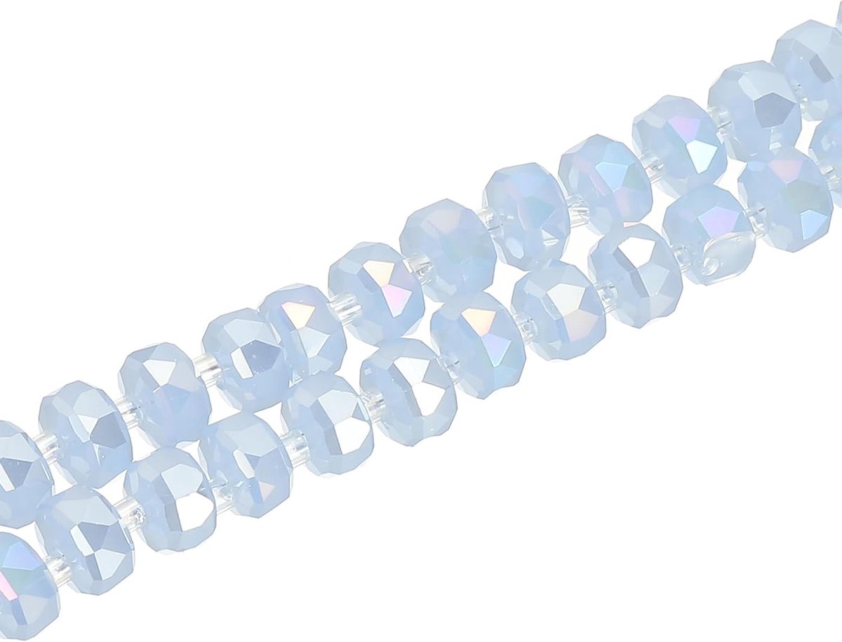 75 stuks 8 mm OD 5 mm dikke kristallen glaskralen, rondelle kristallen kralen, facet geslepen edelsteen streng met afstandskralen voor handwerk, armband, ketting, lichtblauwe jade