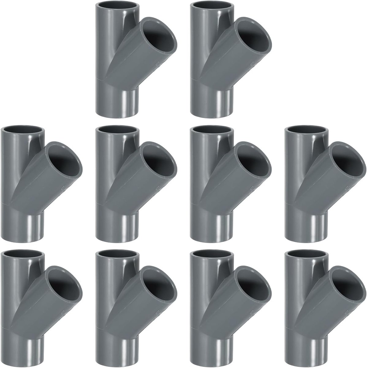 10 stuks PVC-verbinding, 3-weg 45 graden 1 inch 0,98 inch PVC-connectoren PVC elleboog PVC buisfittingen PVC aansluiting hoekconnector voor meubels PVC tuin DIY, grijs