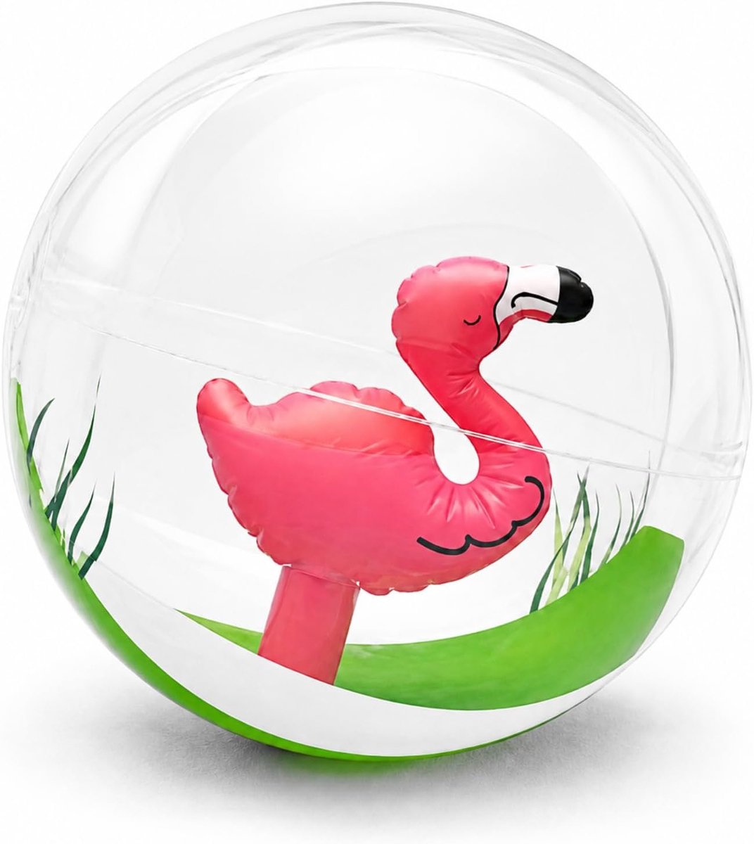 1 opblaasbare flamingobal, 30 cm, strandbal zonder pomp, antislip oppervlak voor zwembad en zee, ideaal voor veilige waterspelletjes in de zomer