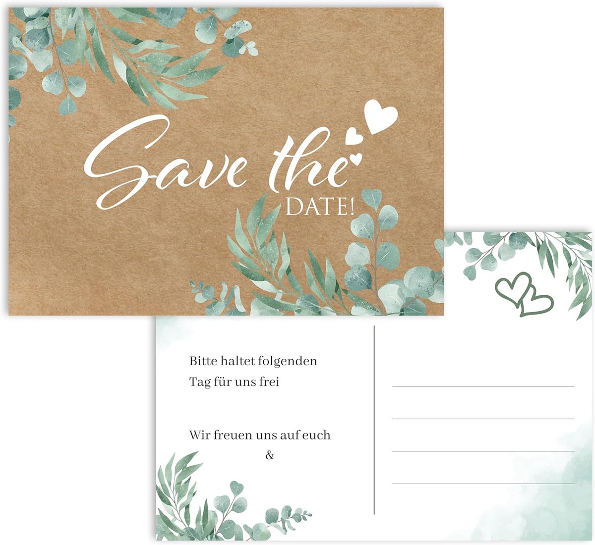 colortouch Save The Date kaarten, 40 stuks bruiloftanskaarten, huwelijksuitnodigingen, uitnodiging, huwelijksfeest, uitnodiging, bruiloft, afsprakenplanning, kraftpapierlook design