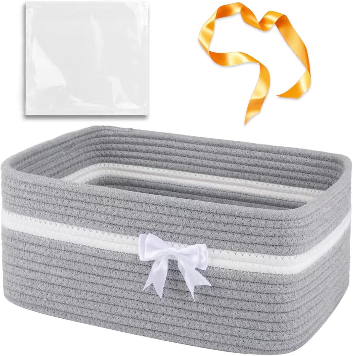 opbergmand, 34,5 x 25,5 x 15 cm, stoffen mand met handgrepen, lege geschenkmand, katoenen organizer voor handdoeken, voor badkamer, slaapkamer, kinderkamer, woonkamer, grijs
