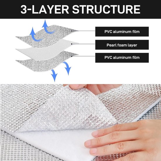 aluminium isolatiemat, schuimmatten, slaapmat voor camping, thermomat, opvouwbare tentmat, vloermat voor camping — afbeelding 3