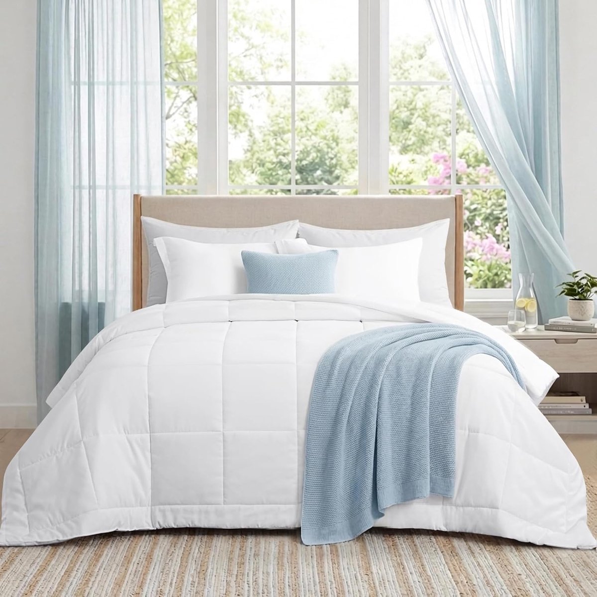Zomerdekbed voor Frans bed, 200 x 200 cm, licht dekbed 200 x 200 cm, microvezel dekbed 150 g/m²