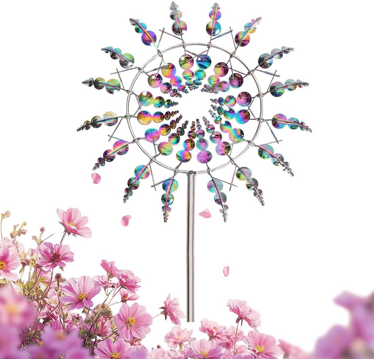 windmolen voor de tuin, unieke en magische metalen windmolen, windspinner voor buiten, kinetische windspinner, metalen vanger, tuinsteker, windgong voor tuin (kleurrijk)