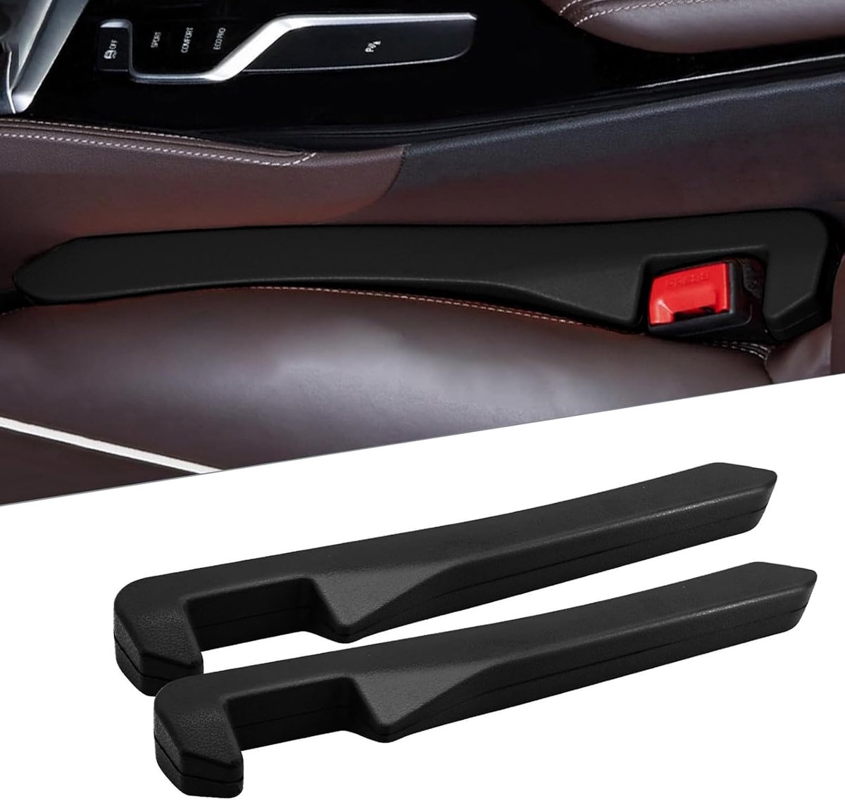 Deksel voor autostoel, 2 stuks universele deksels voor autostoel, vulopening voor autostoel, auto-accessoires, bekleding, voorkomt dat kleine voorwerpen tussen de naden vallen (zwart)