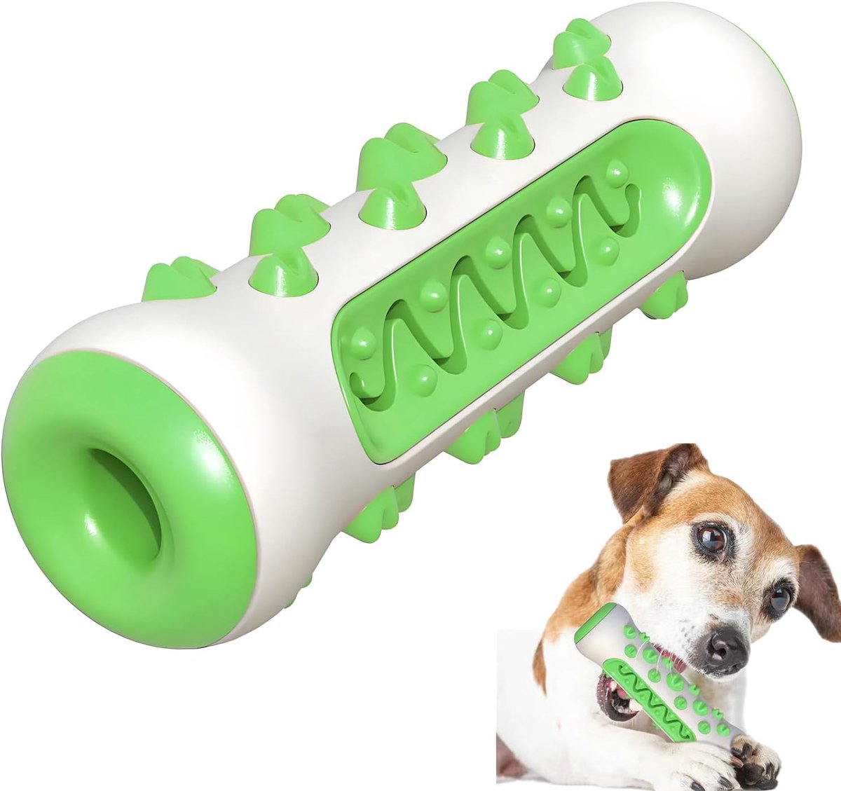 Kauwspeelgoed voor honden, puppy's - hondenspeelgoed voor honden - om te borstelen en kauwen - klein, medium en groot (botten groen)
