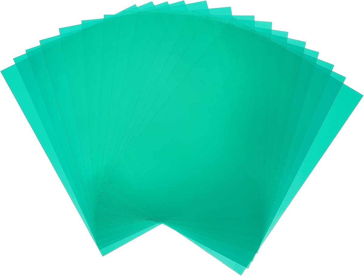 Plastic vellen, A4, transparante folie, barnsteen, kleurcorrectie, lichtfilter, waterdicht, 29,7 x 21 cm, vel voor doe-het-zelf handwerk, ledverlichting (groen)