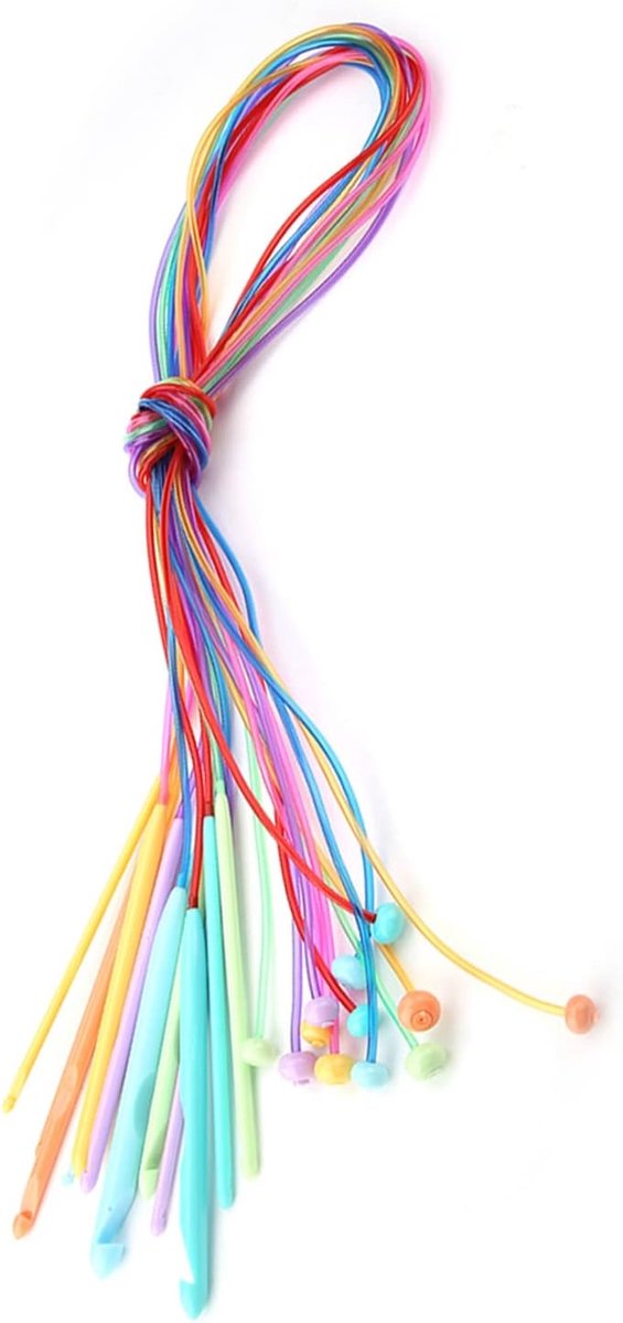 Haaknaald Set, 12-delig, Afghaanse Tunesische ABS Plastic Haaknaalden met Breinaalden, 120 cm Kabel, Voor Tapijtbinding, Deken Projecten, Beginners en Gevorderden