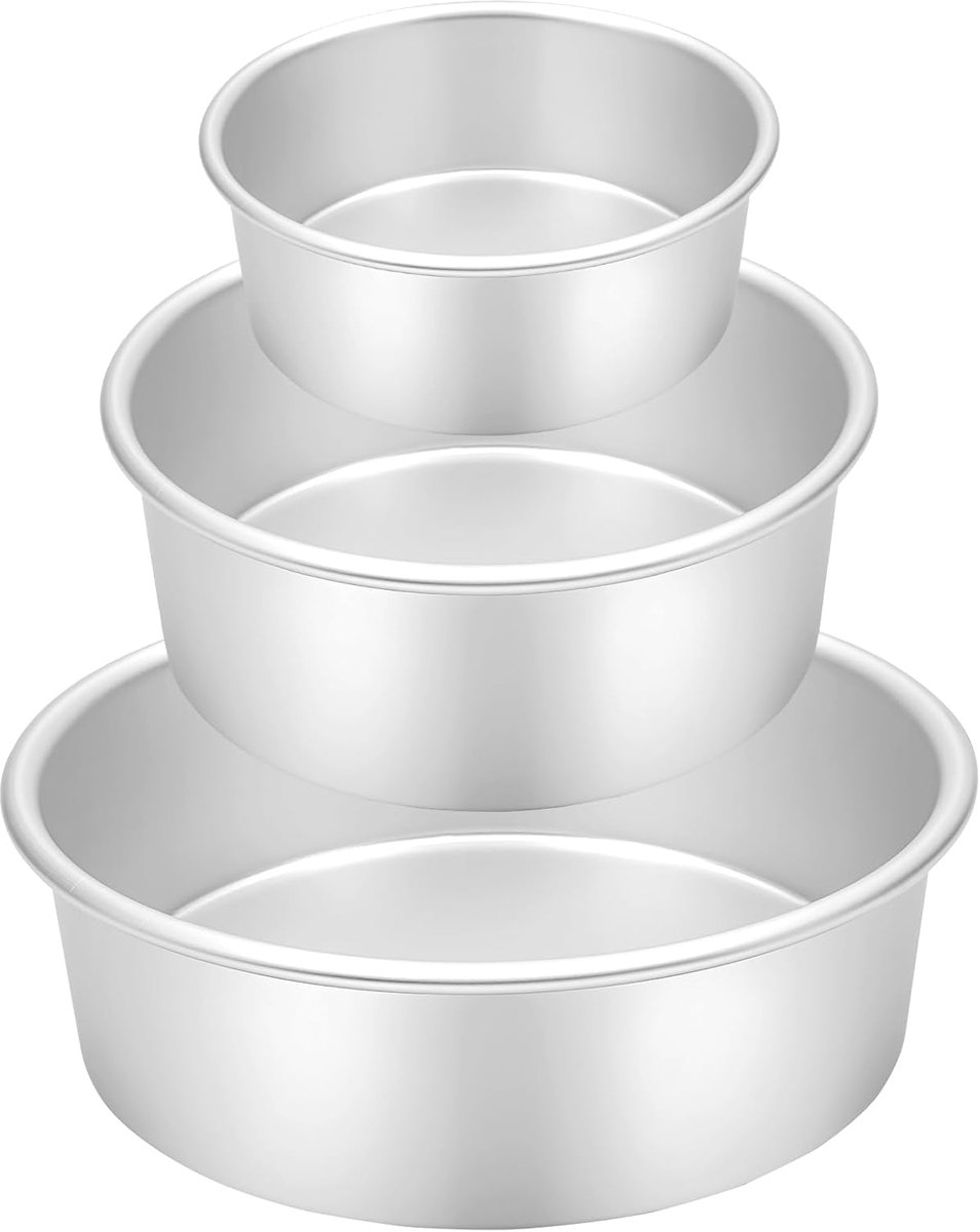 3-delige ronde bakvorm Ø 10/15/20 cm, geanodiseerde aluminium taartvormpjes set, zilver
