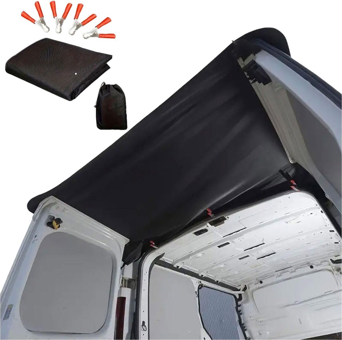 Afdekking voor achterschuur en luifelafdekking, geschikt voor Ford Transit Custom, VW T5, T5.1, T6, zwarte camperbescherming voor Renault Trafic, Fiat Ducato bestelwagen
