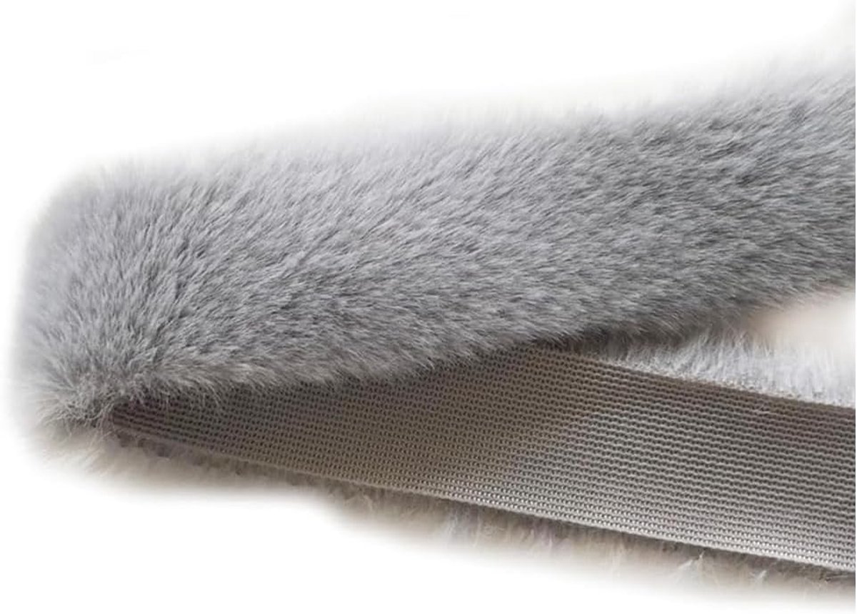 5 stuks 1M kunstbont rand kunstpels band pluche trim plucheband decoratief band kleurrijke kunstpelsband voor DIY knutselen rekwisieten pantoffels sloffen kraag decoratie grijs 3cm