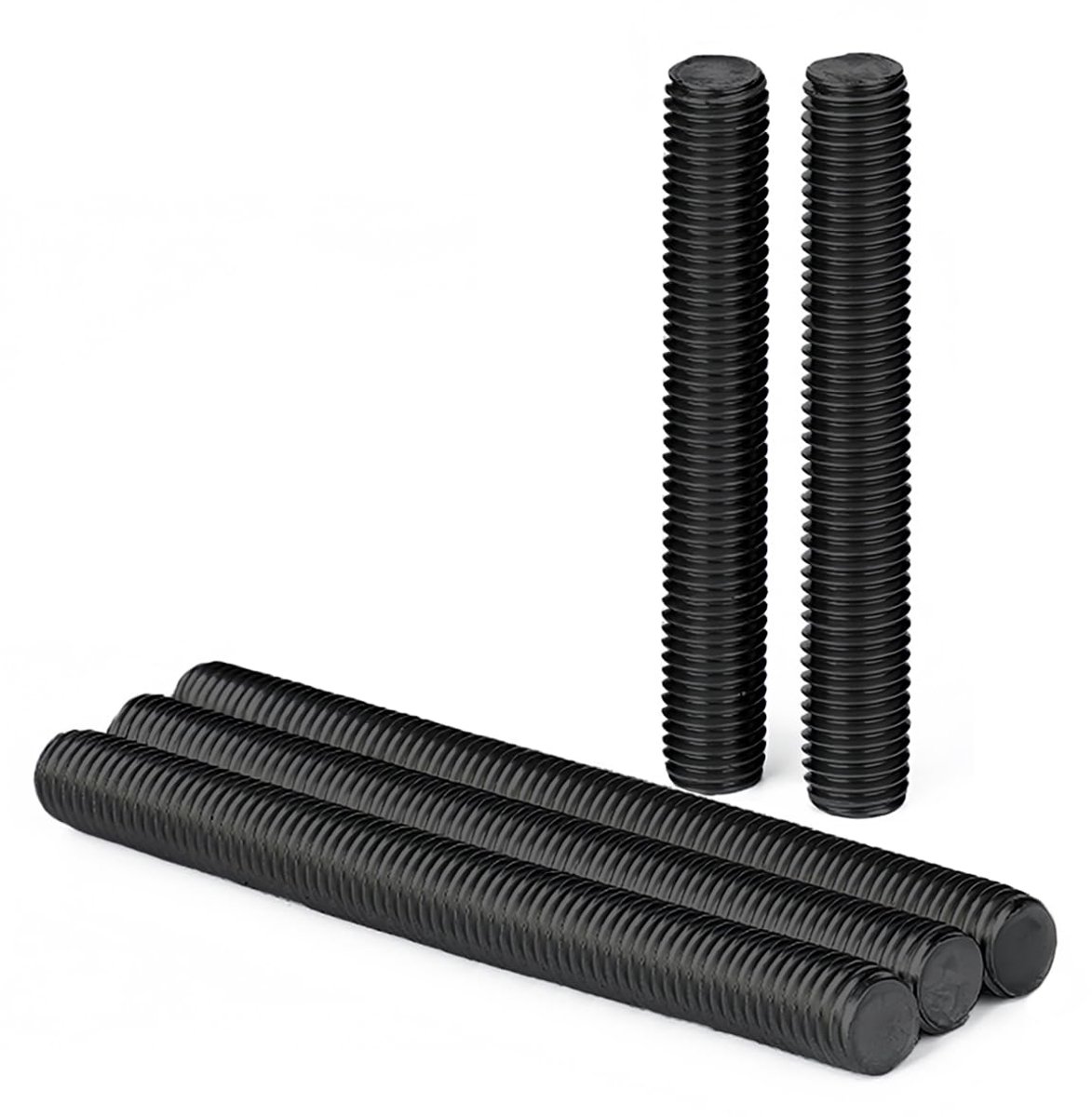 5 stuks draadstangen M10 x 100 mm, zwart van roestvrij staal V2A A2 - draadstangen met volledige schroefdraad DIN976