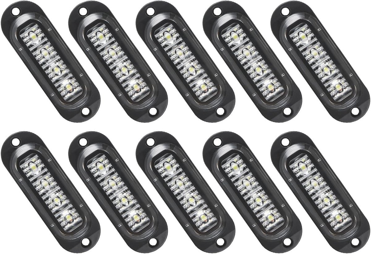 Krtopo 10 x led-zijmarkeringslampen, 12/24 V, led-aanhanger, zijlamp, waarschuwingslicht, voor vrachtwagen, camper, caravan (Wit) | Voor vrachtwagen, camper, caravan (wit)