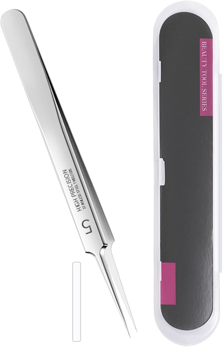 1 x mee-eterverwijderaar, pincet met uiteinden, gereedschap en accessoires, Blackhead Remover met doos voor het verwijderen van mee-eters, knoppen en puistjes en rechte puntige uiteinden