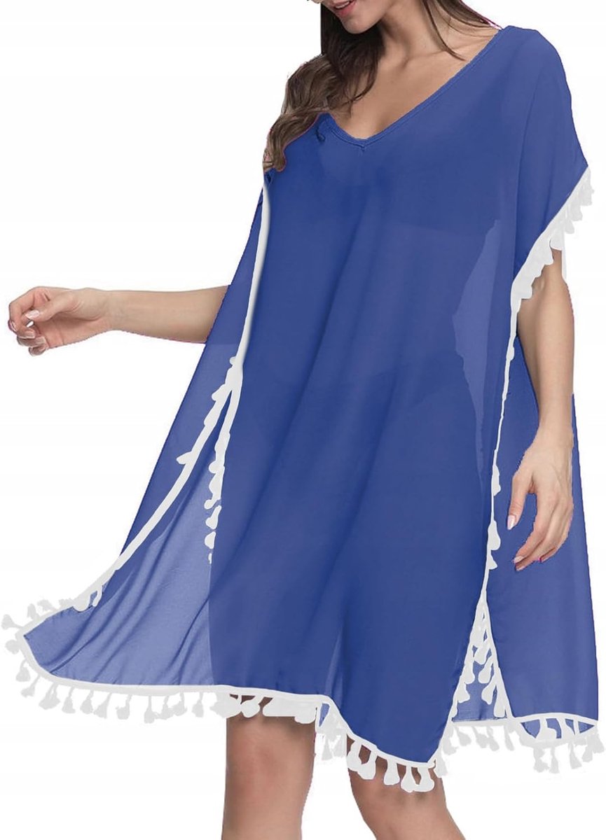 Strandponcho voor dames, zomer, bikini, badpak, cover-up strandjurk met kwastjes, boho, strandtuniek, bikini, beachwear, cover-ups voor zomerstrand, zwembad