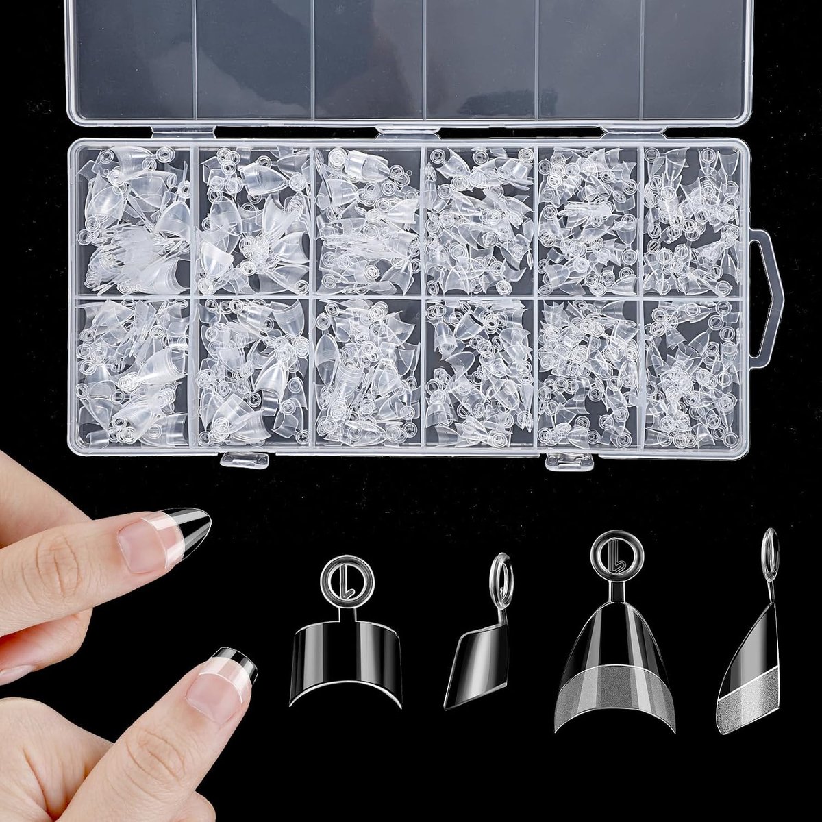 600 stuks nageltips, halve afdekking, amandel en verjubt vierkant