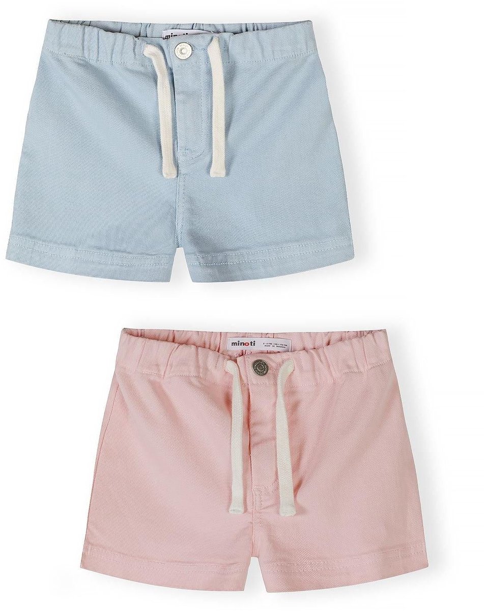 Minoti korte broek meisjes twill 2-pack - katoen - lichtblauw
