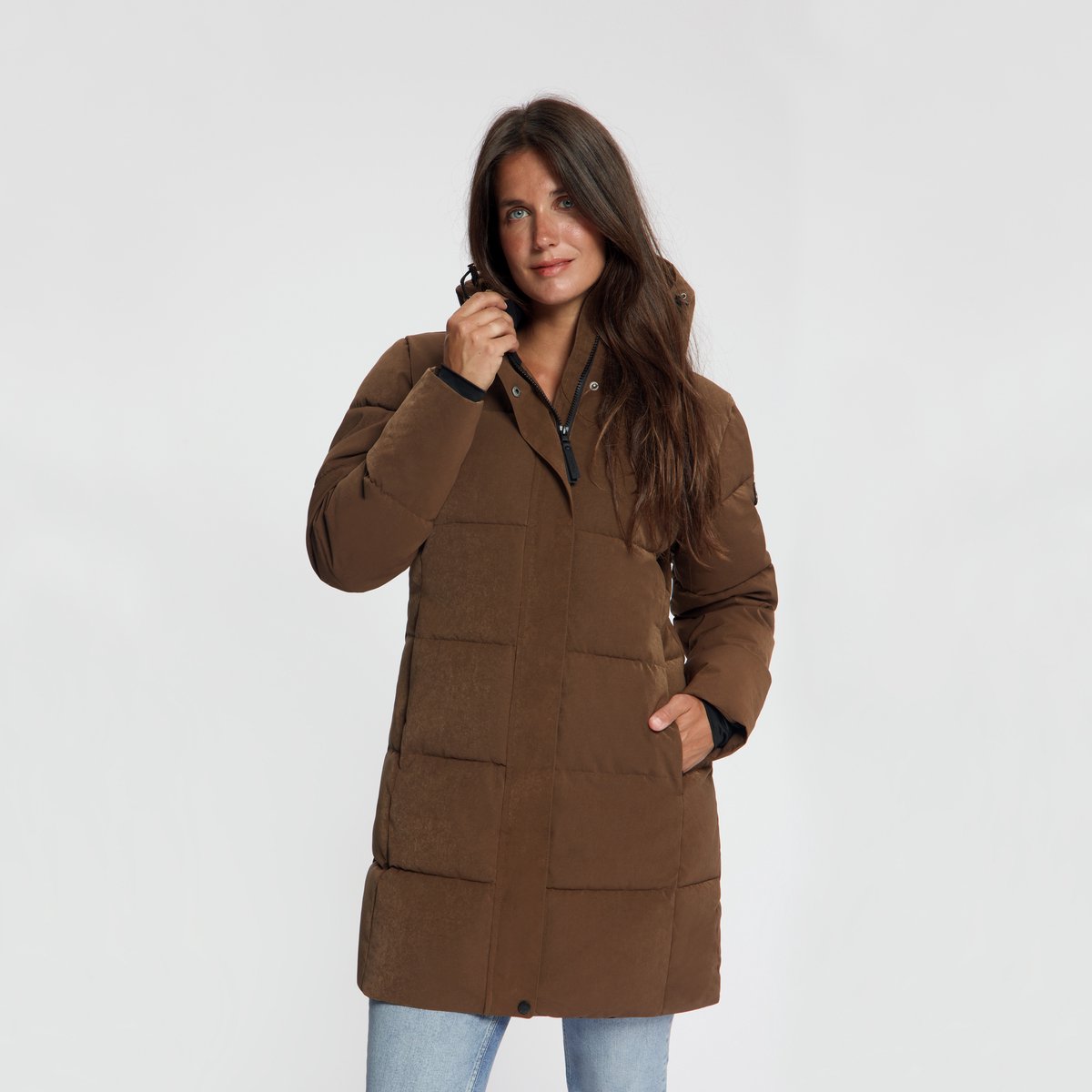 Travelin' Astrid Dames - Puffer winterjas - Waterdicht - Donkerbruin