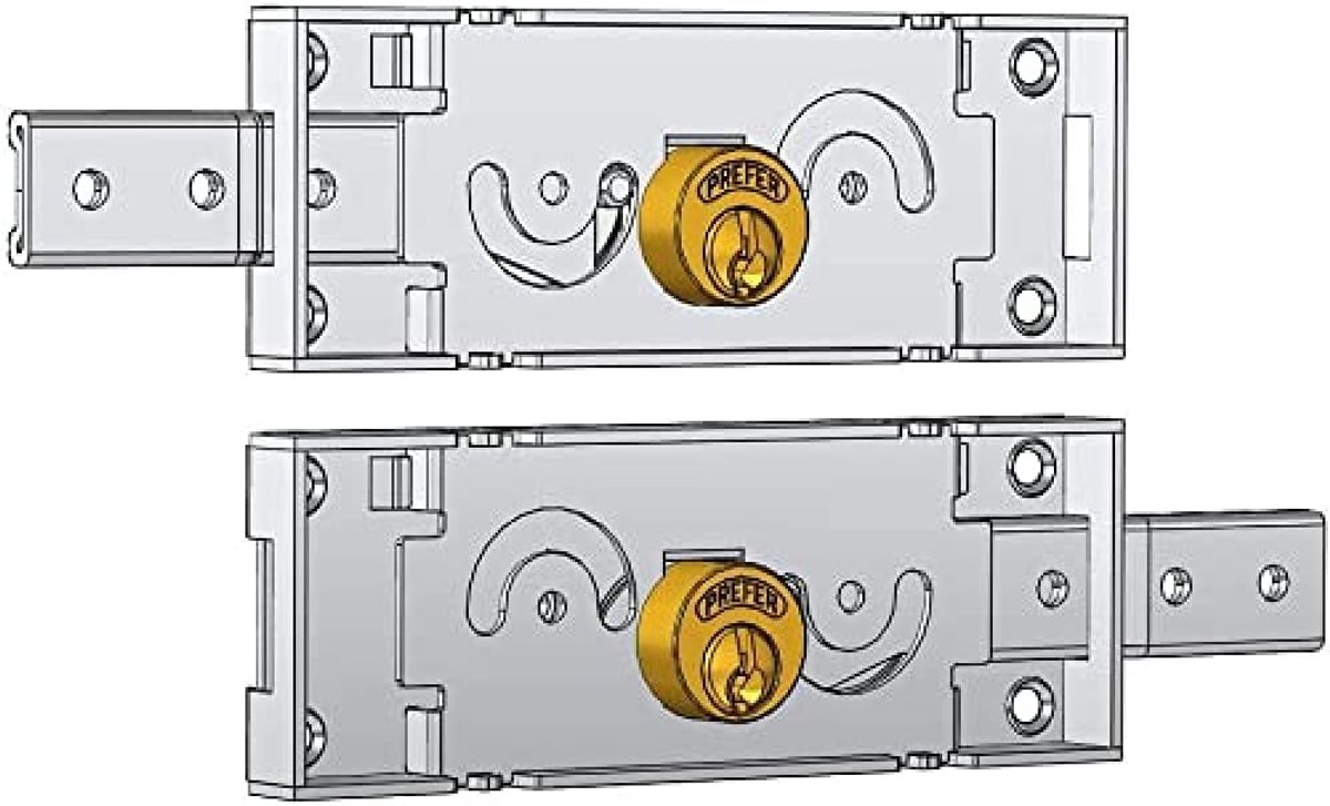 zijkant headset voor rolluiken Art. a711.0 een 39440, cilinder van messing.Uitrusting Twee sleutels. Verzinkt. Houder mm 155 x 55.