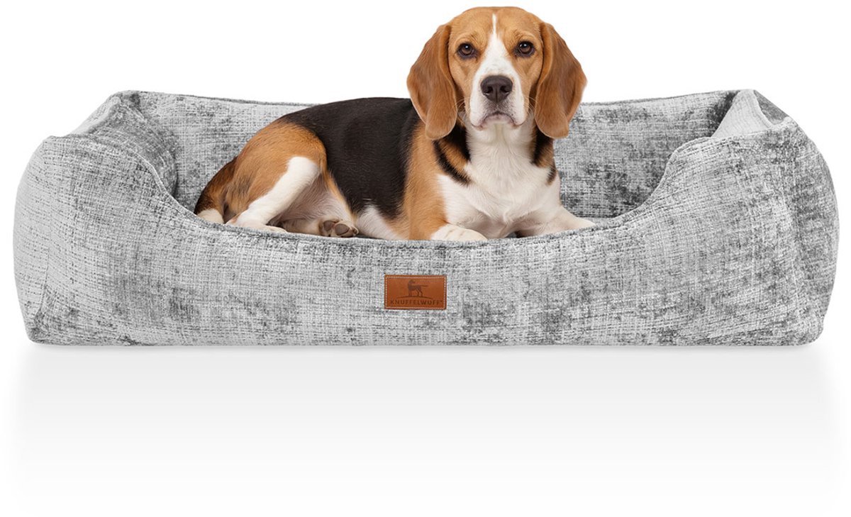Orthopedisch hondenbed Cremona van Knuffelwuff, gemaakt van gestructureerde stof met gemêleerd karakter XXL 120 x 85cm Lichtgrijs
