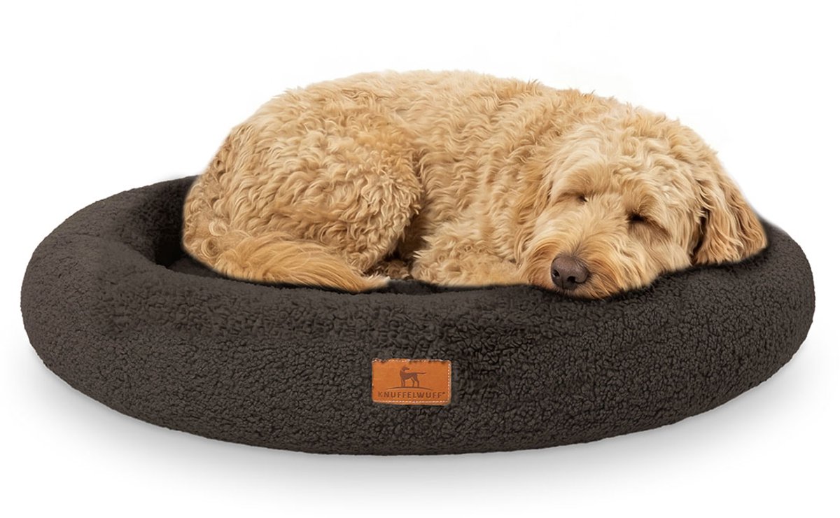 Knuffelwuff orthopedisch rond hondenbed Cody uit knuffelzachte teddystof ⌀80 Bruin