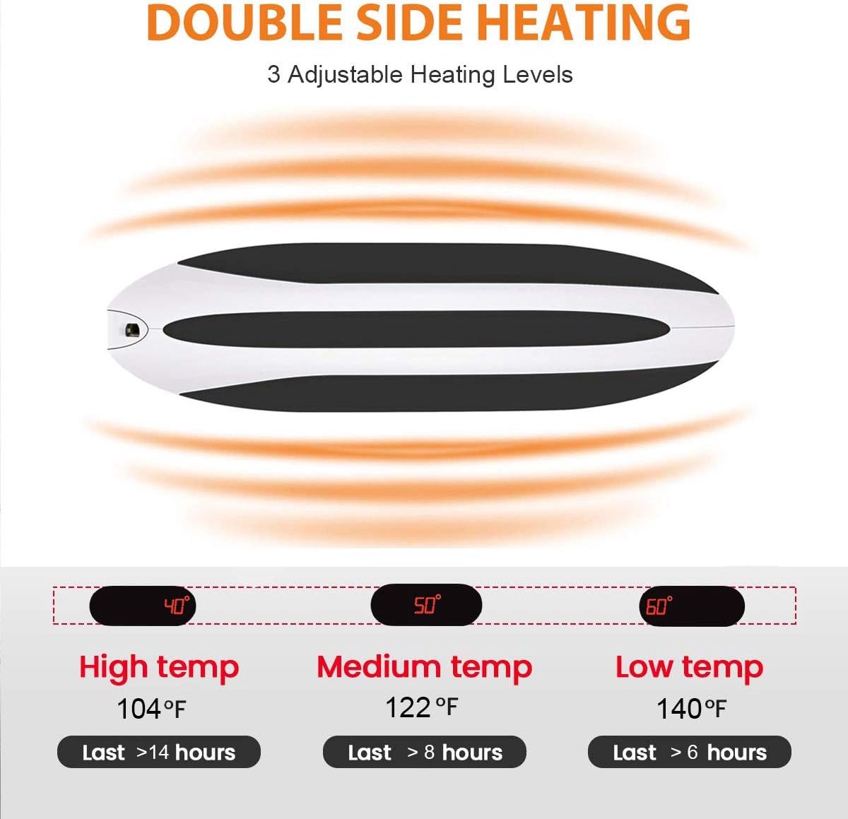 Oplaadbare handwarmer met digitaal display en 3 verwarmingsmodi – draagbare elektrische handwarmer – dubbelzijdige verwarming – voor kamperen, wandelen – wintercadeau. — cadeau in Gadgets - foto 5