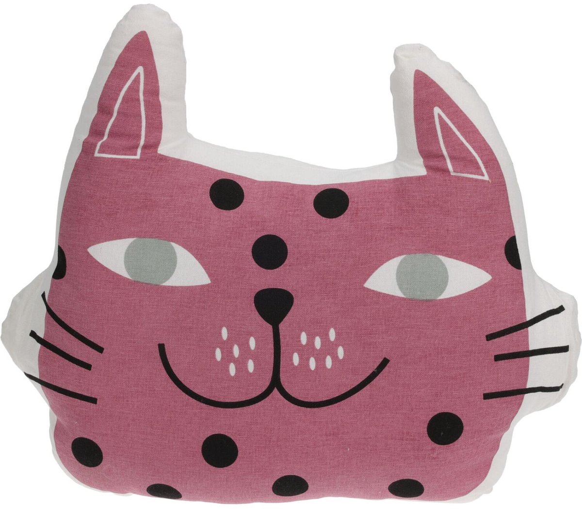 Home & Styling Dieren sierkussen kinderkamer - Katje / poes - roze - 35 x 40 x 8 cm - polyester