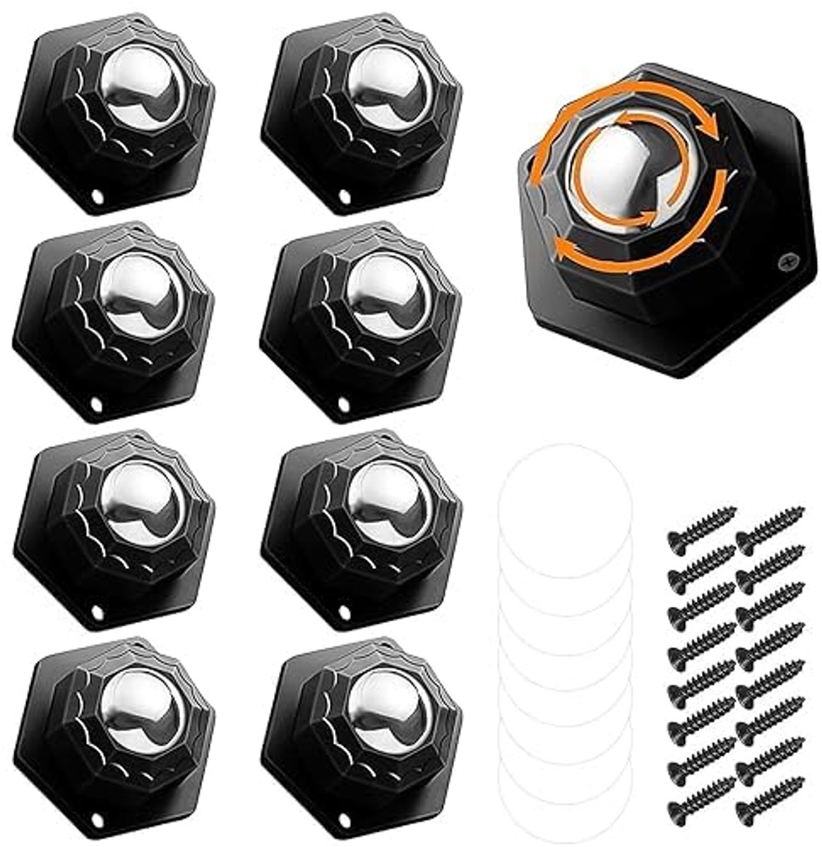 Kogelwielen voor meubels, zelfklevend, 8 stuks, zelfklevend, sterk rolwiel, 360 graden kogelrollen voor meubels, keukenapparaten en opbergdozen, maximaal