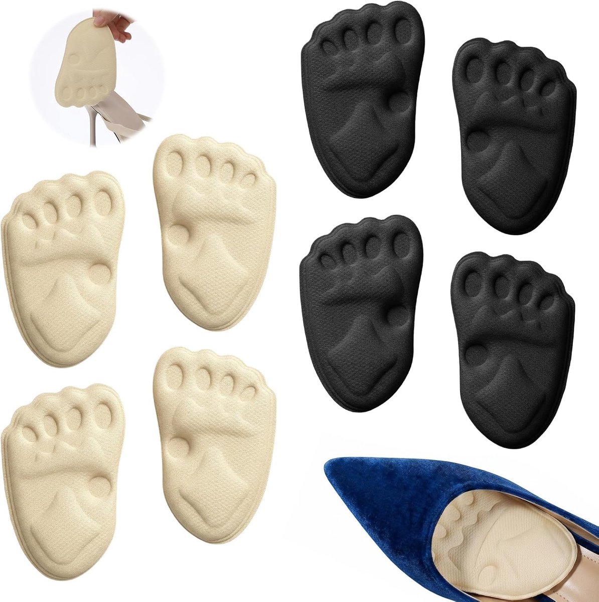Voetkussentjes voor vrouwen, bal van voetkussens, verlichting en comfort, antislip hoge hielgrepen, voeringen, schoenhielinzetstukken voor vrouwen, schoengummies voor hakken, voetkussens