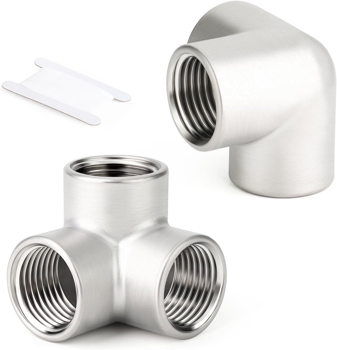 2 Stuks 1/2" BSP Binnendraad 304 Rvs 3 Way Elleboog Tee Hoek Pijp Connector Fittings