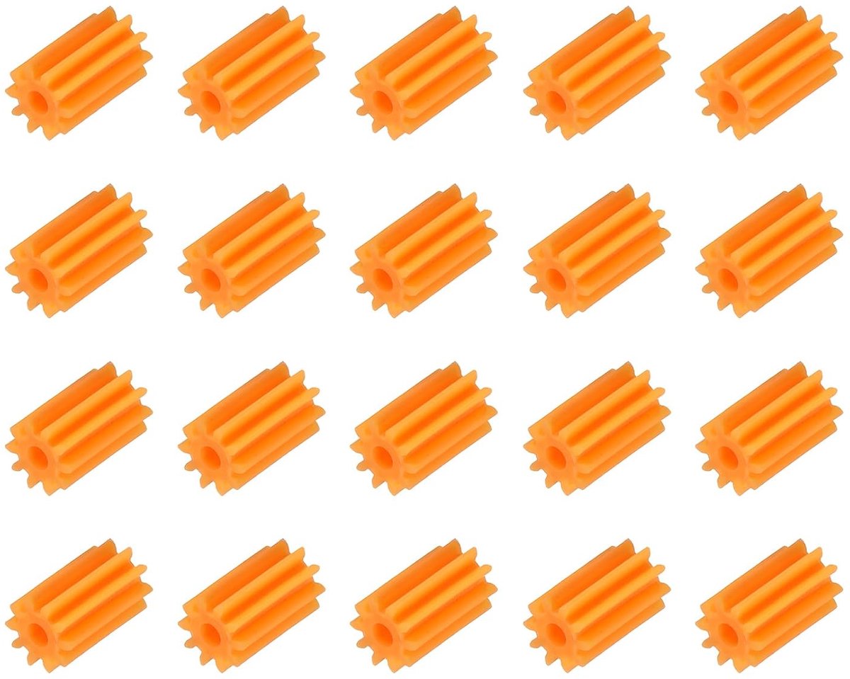 20 stuks kunststof tandwielen, 10 tanden, kunststof motortandwiel, model 102A, reductie-transmissie voor RC auto model doe-het-zelf robot (oranje rood, module 0,5)