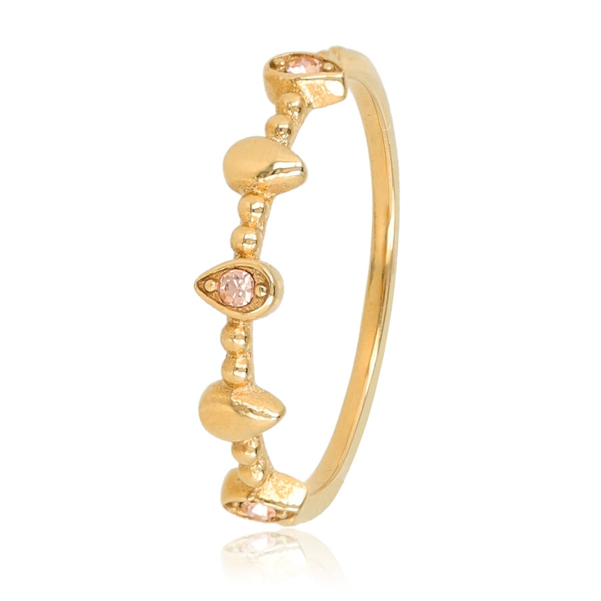 My Bendel - Aanschuifring met Zirkonia Stenen - Goudkleurig & Champagne - met Luxe Cadeauverpakking | Sieraden Voor Dames | Maat 19.00 Mm / Maat 60