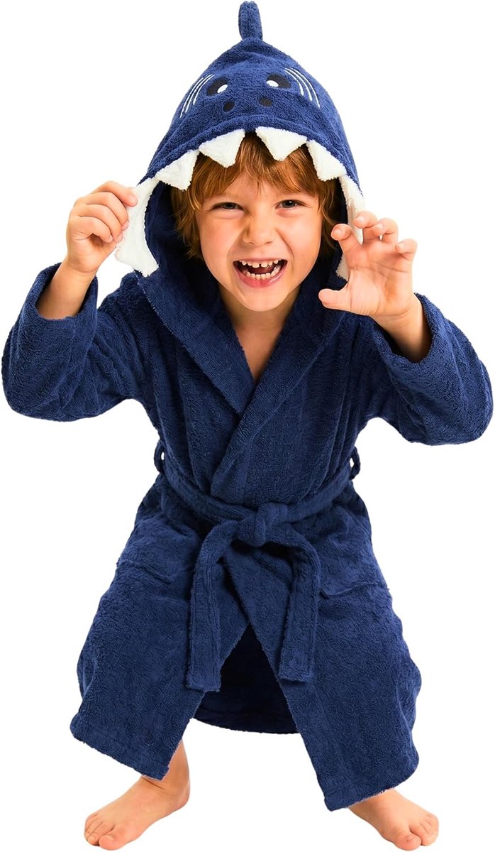 o-day Zachte badjas voor kinderen, badstof en grappig, badjas voor meisjes, badstof met capuchon in dierenvorm, 100% katoen