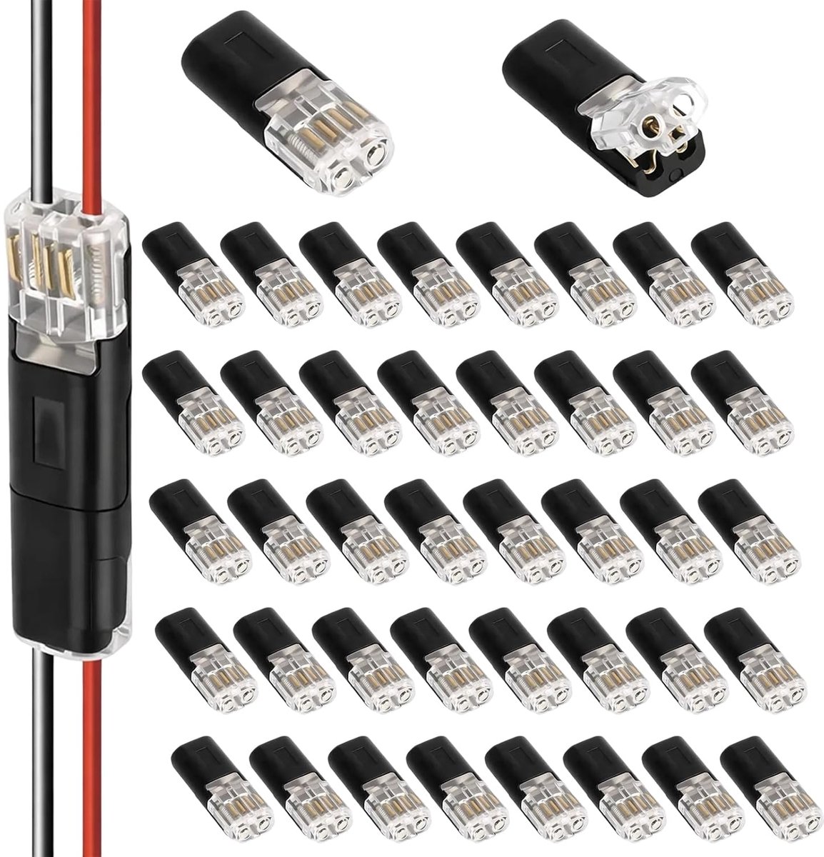 40 stuks, 2-polig, waterdicht, voor 12 V auto en auto, snelle montage 18-22 AWG, elektrische connectoren zonder solderen
