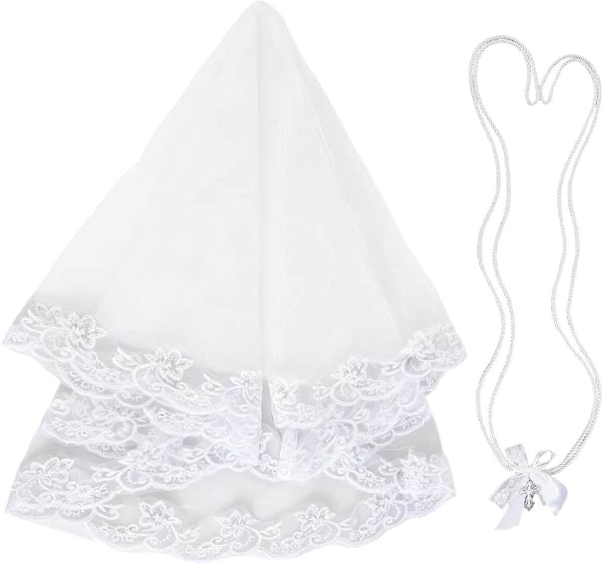 2 stuks sluier en koord bruiloft set Filipijnse lasso ketting en lange mazen tule bruidssluier sets strasssteentjes kruis charme voor bruiloft