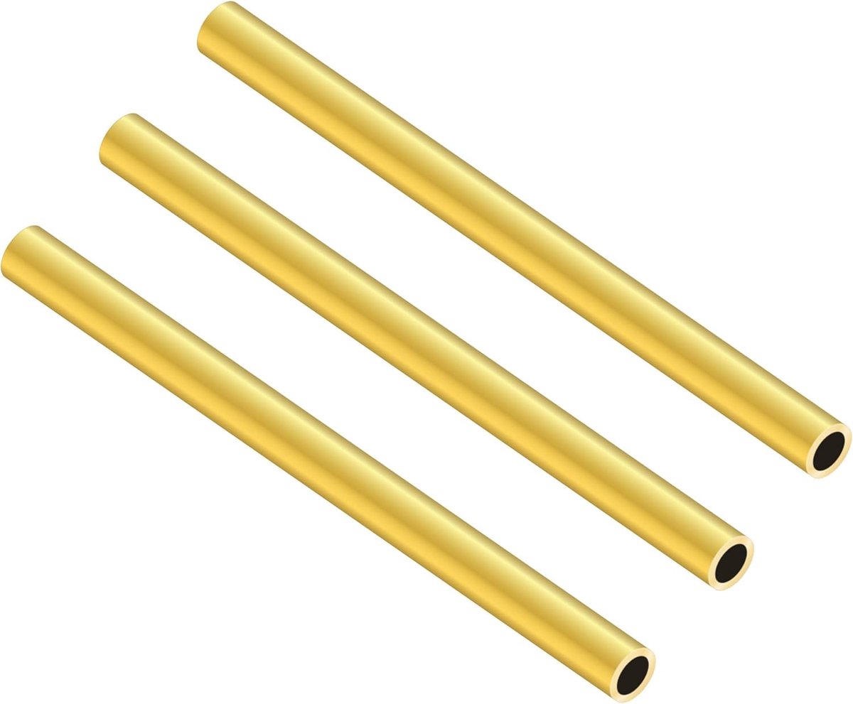 messing buis 7 mm OD x 1,0 mm wanddikte x 200 mm lengte, naadloze ronde messing buizen voor doe-het-zelf handwerk (3 stuks)