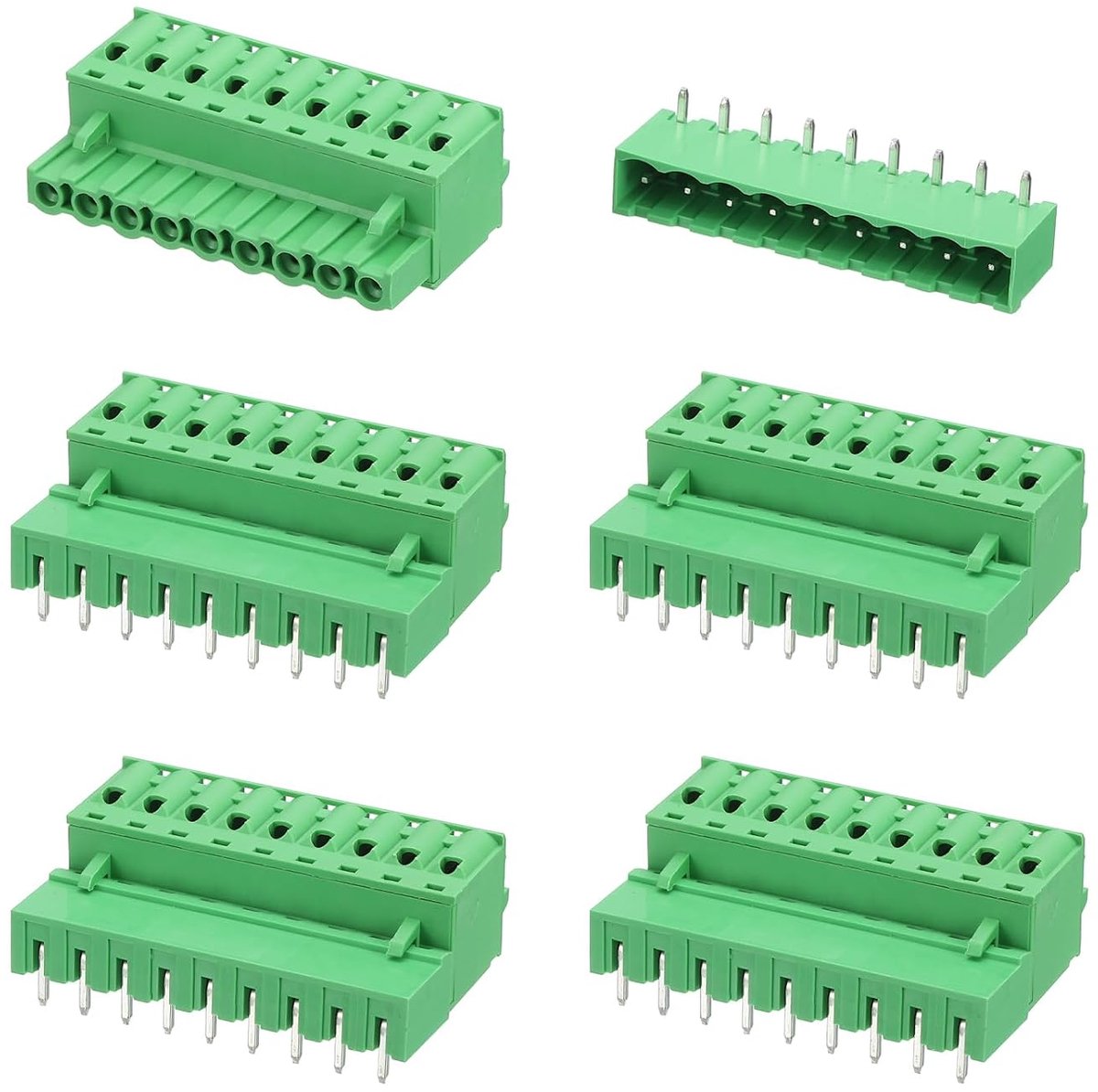 5-delige set 9-polige PCB-klemlijst, 5,08 mm printplaten, stekkers en stopcontacten, kits aansluitklem, blok, gebogen naald voor 28-10 AWG kabels