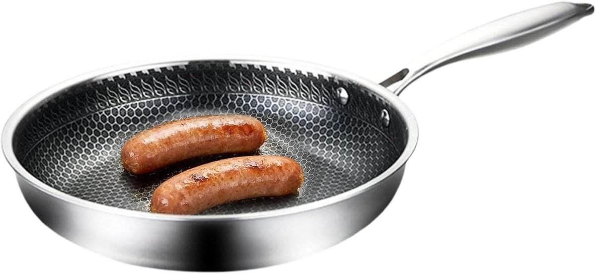 Kookpan - Keuken Rvs Koekenpan Kookgerei - Inductie Koekenpan | voor Thuis Appartement Boerderij Keuken Camping Steak Vis Vlees Groente