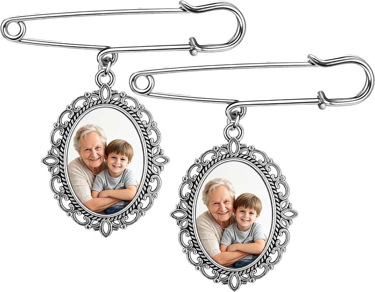 2 Pack Foto Boeket Charme, Bruids Broche Pin, Legering Bruiloft Boeket Frame