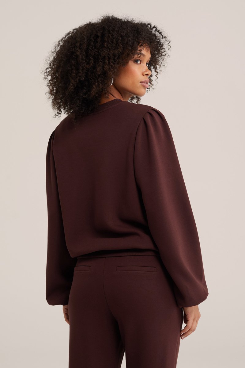 WE Fashion Dames jersey sweater met ballonmouwen