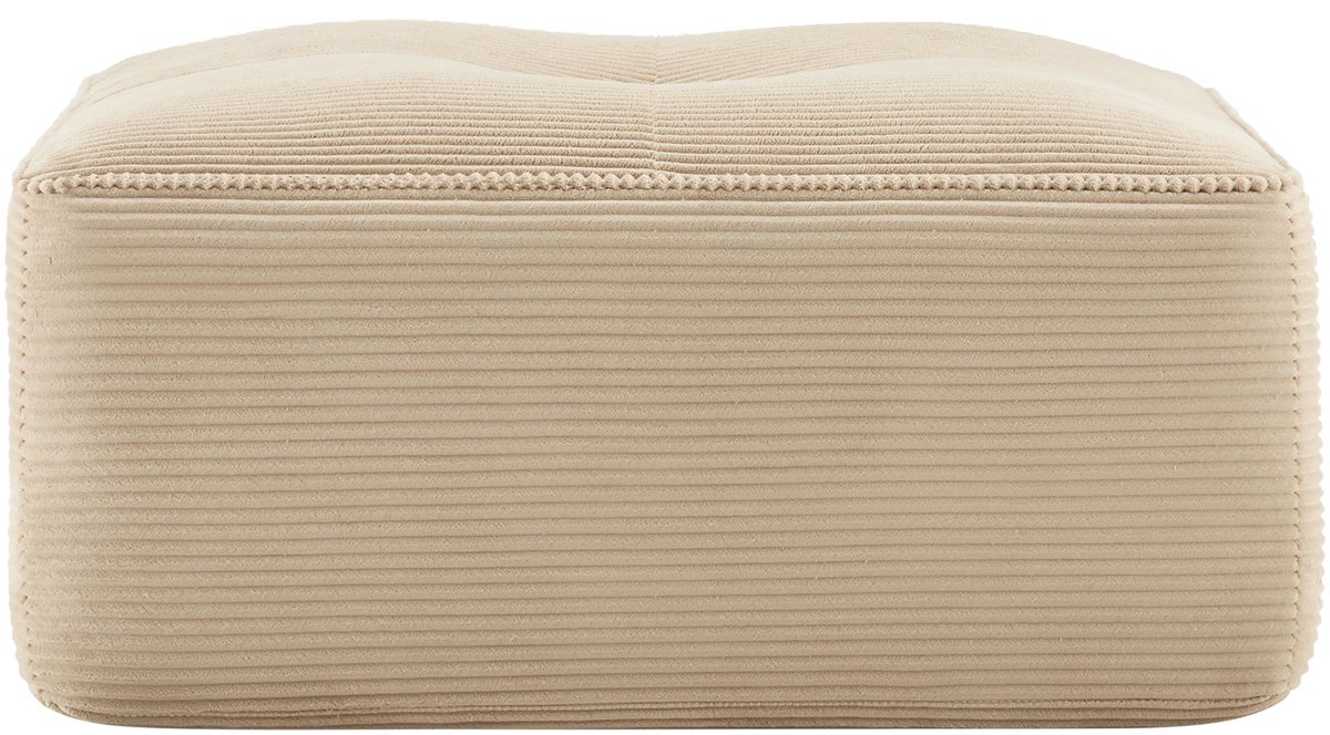 REDOM - Ottoman - Rechthoekige vorm - Gestoffeerd en geschikt om op te zitten - Voor binnen - Ribstof - Beige - 92 x 73 x 40 cm