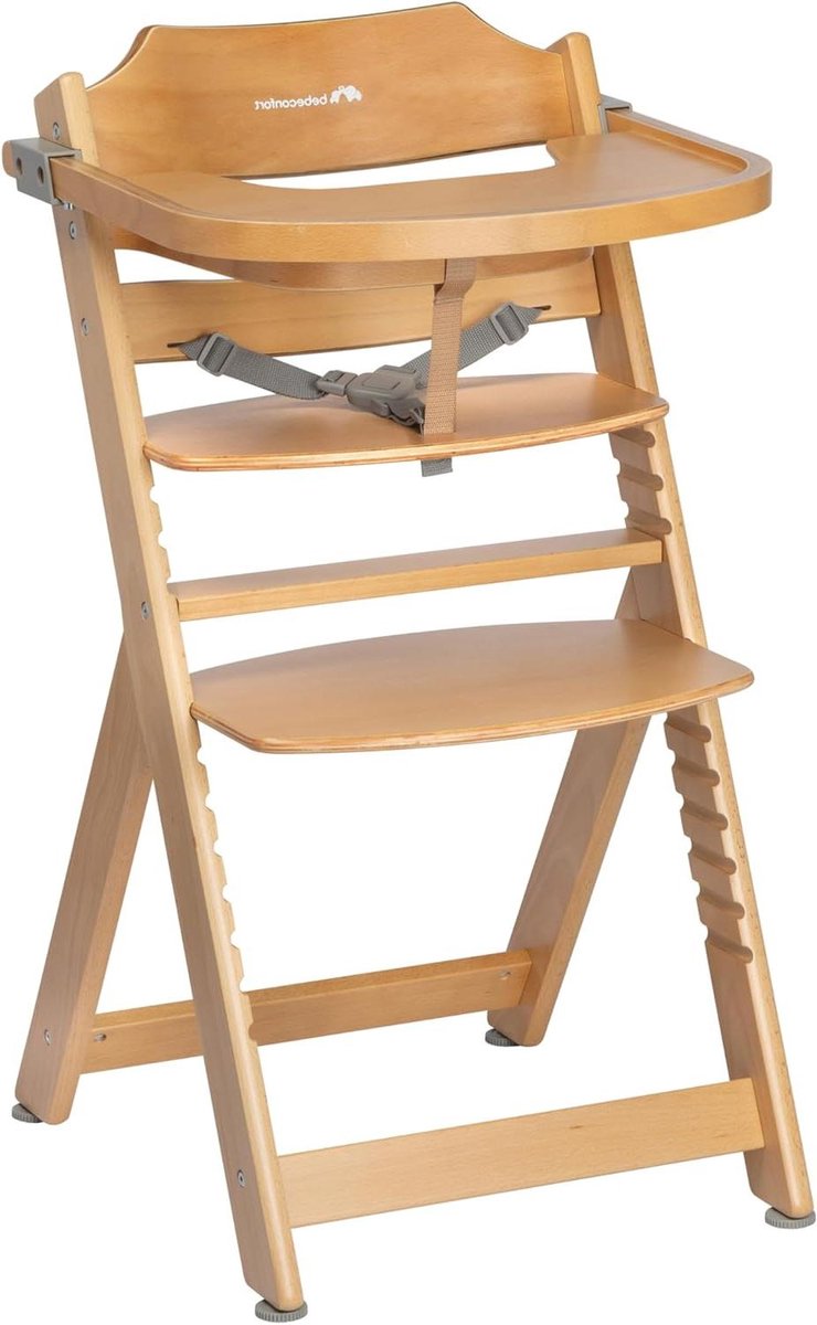Houten Kinderstoel - Meegroeistoel Baby - Aan Tafel Zitten - Verstelbaar Tafeltje - Tot 110 kg - Naturel Hout