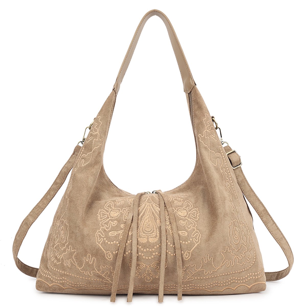 Giuliano kunstlederen suede schoudertas Geeske - Dames - Taupe
