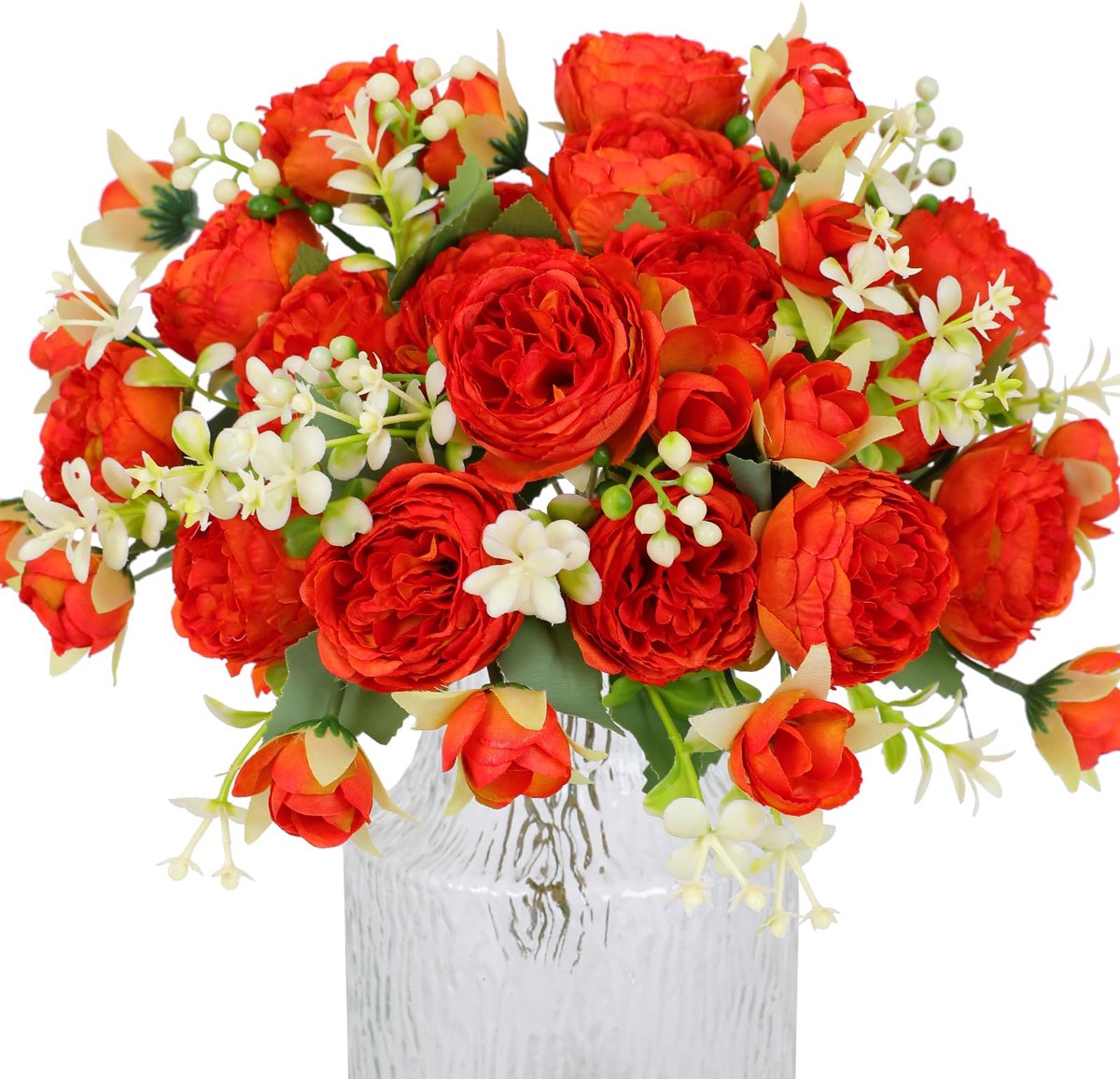 Kunstbloemen voor decoratie nep rozen nep boeket Real Touch zijden Flores Artificiales voor vaas bruiloft woondecoratie (oranje rood)