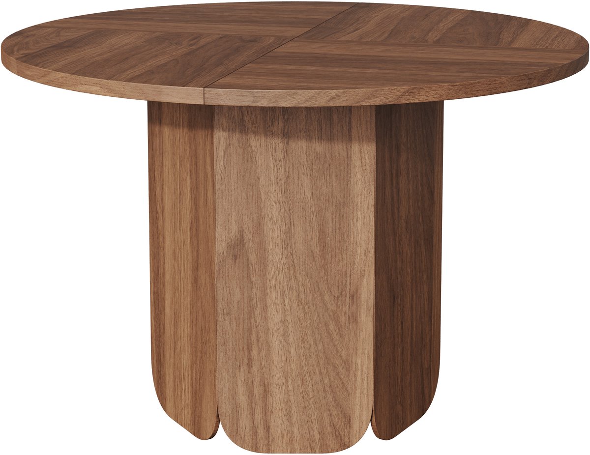 Ronde Eettafel - Eettafel 120 Cm - Scandinavische Eettafel - Walnoot Eettafel - Minimalistisch - Houtnerf - Krasbestendig - Modern - Eetkamer - 120x120 Cm - 4 Tot 6 Personen - Walnootkleur