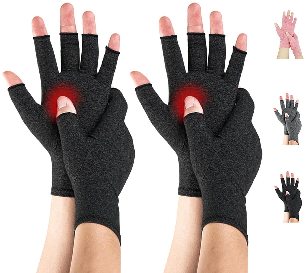 Handschoenen 2 paar vingerloze compressiehandschoenen voor vrouwen en mannen Handondersteuning Ziekte van Raynaud Verlichting Ademend Autorijden Keukenwerk Dagelijks