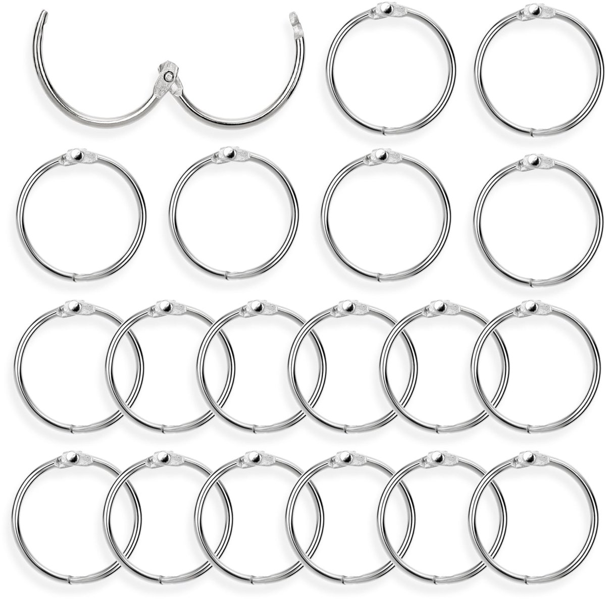 20 stuks metalen boekringen 25 mm / 1 inch - losbladig, ringband, kleine boekringen voor flashcards, treasury tags, cue cards, school, kantoor, thuis