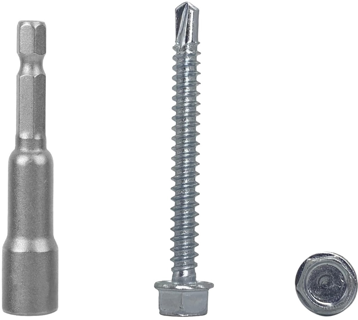 (Pack van 120 stuks) DIN 7504 K verzinkt staal 4,8 x 45 mm schroeven, zelfborende plaatmetalen schroef, zeskantring, zelftappende (120, 4,8 x 45 mm)