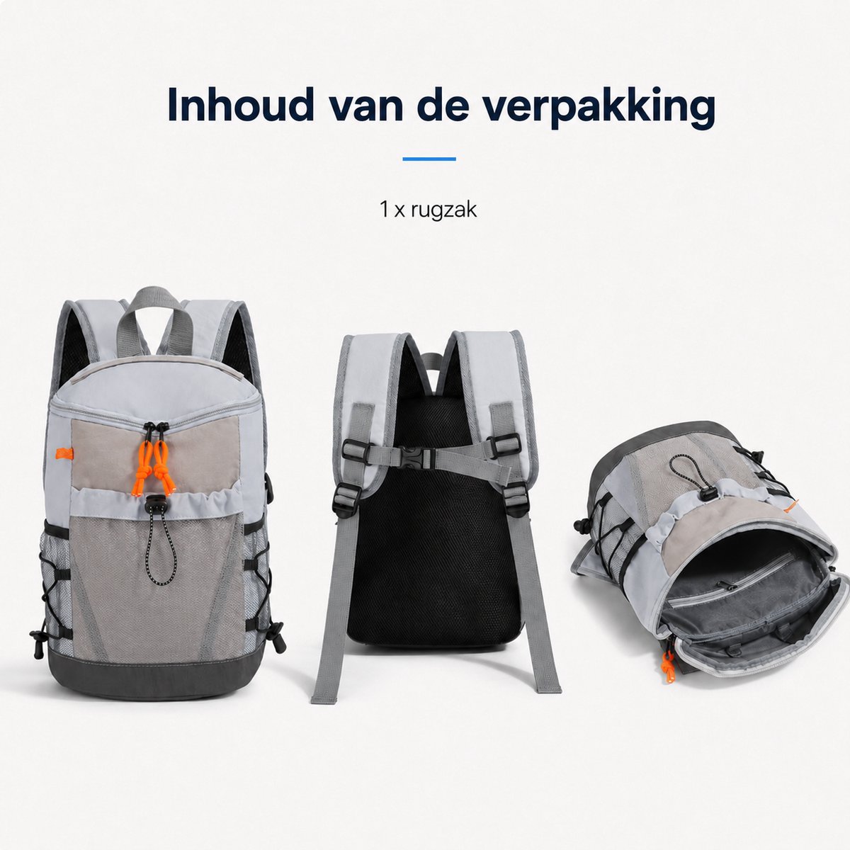 VHV Rugzak - Lichtgewicht Backpack met Ruim Hoofdvak en Mesh Zijvakken - Verstelbare Schouderbanden en Borstband - 32 x 22 x 12 cm - Voor Wandelen, Reizen en Dagelijks Gebruik - Blauw